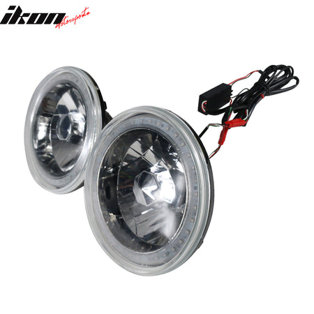 Universal 2PCS 7 Inch Round Chrome W/RGB Halo Projector Headlights Head Lamps H4