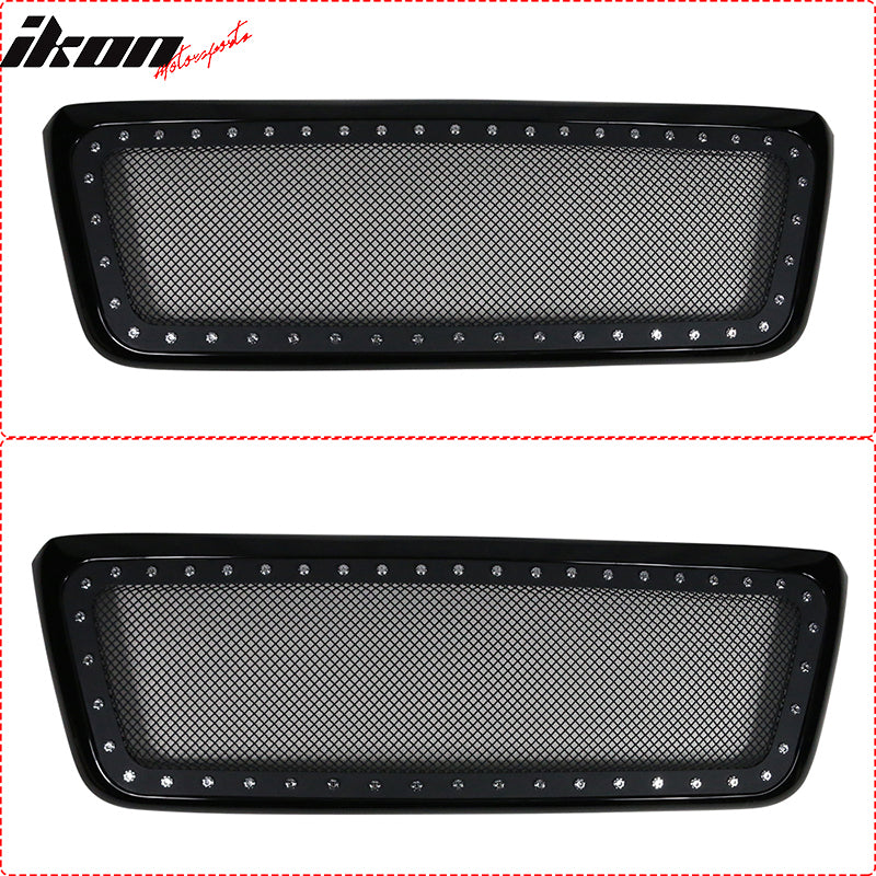 Grille Compatible With 2004-2008 Ford F150, Front Upper Mesh Grill Replacement Rivet w/ Shell - ABS by IKON MOTORSPORTS