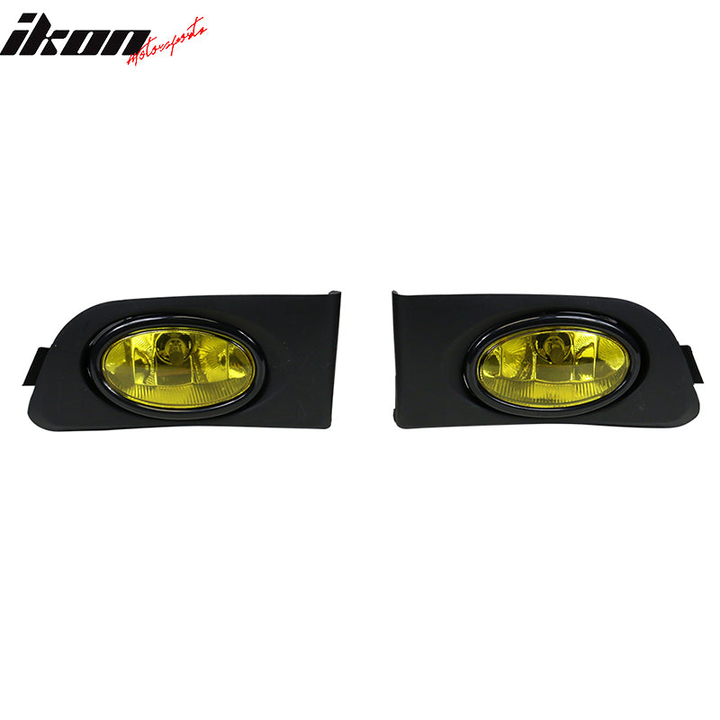 Fits 01-03 Honda Civic 4DR Sedan 2DR Coupe Yellow Lens Fog Lights Lamps Pair