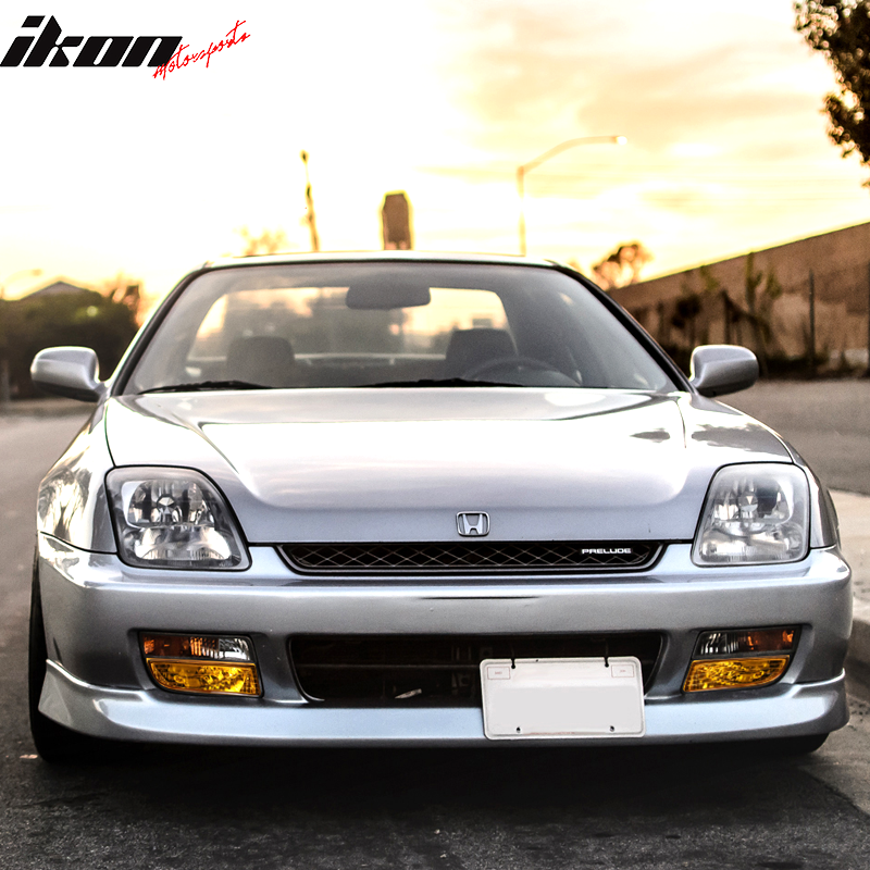 IKON MOTORSPORTS Fog Lights, Compatible With 1997-2001 Honda Prelude, JDM Yellow Lens Aluminum Housing Fog Lamps Pair for Cars
