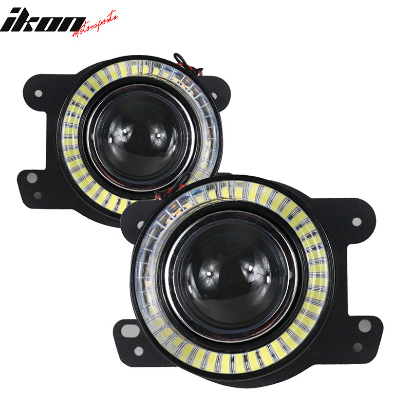 2007-2016 Jeep Wrangler LED Projector Fog Light With Halo Clear Lens