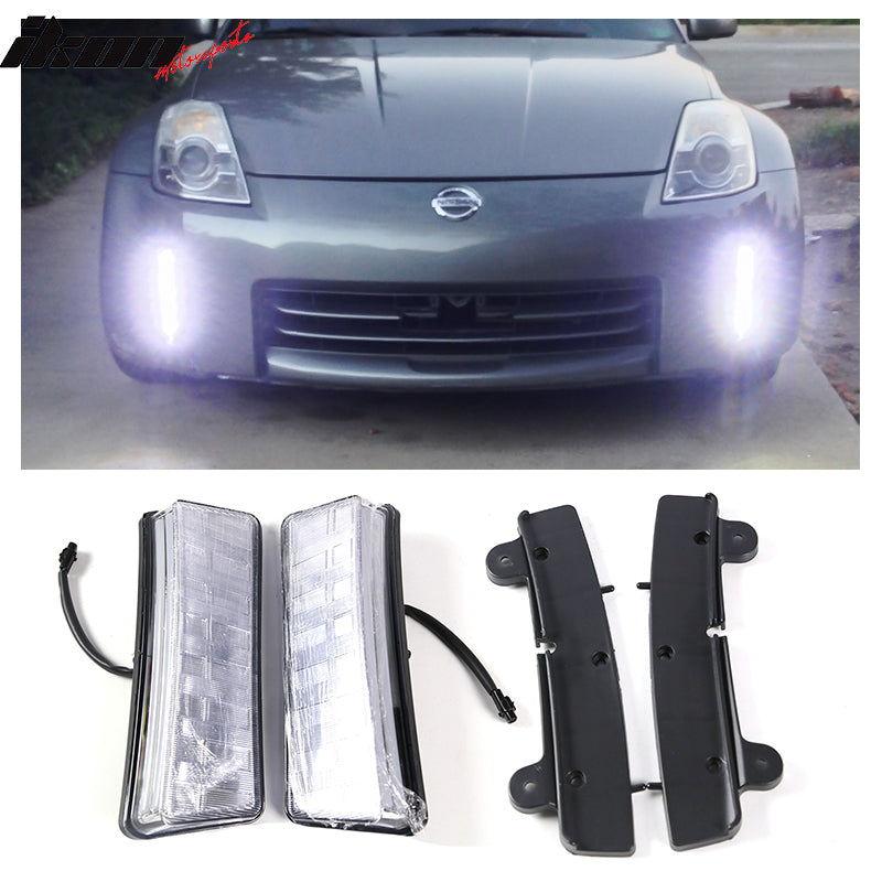2003-2005 Nissan 350Z Clear LED Front Bumper DRL Reflector Fog Lights