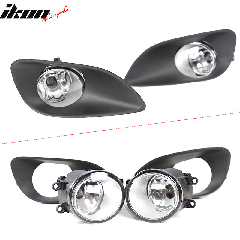 Fog Lights Compatible With 2006-2008 Toyota Yaris, Sedan Front Bumper Clear Fog Lamps Left Right by IKON MOTORSPORTS