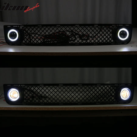 Grille Compatible With 2008-2010 Scion xB, Front Bumper Grill with SMD Halo Projector Driving Fog Lights by IKON MOTORSPORTS