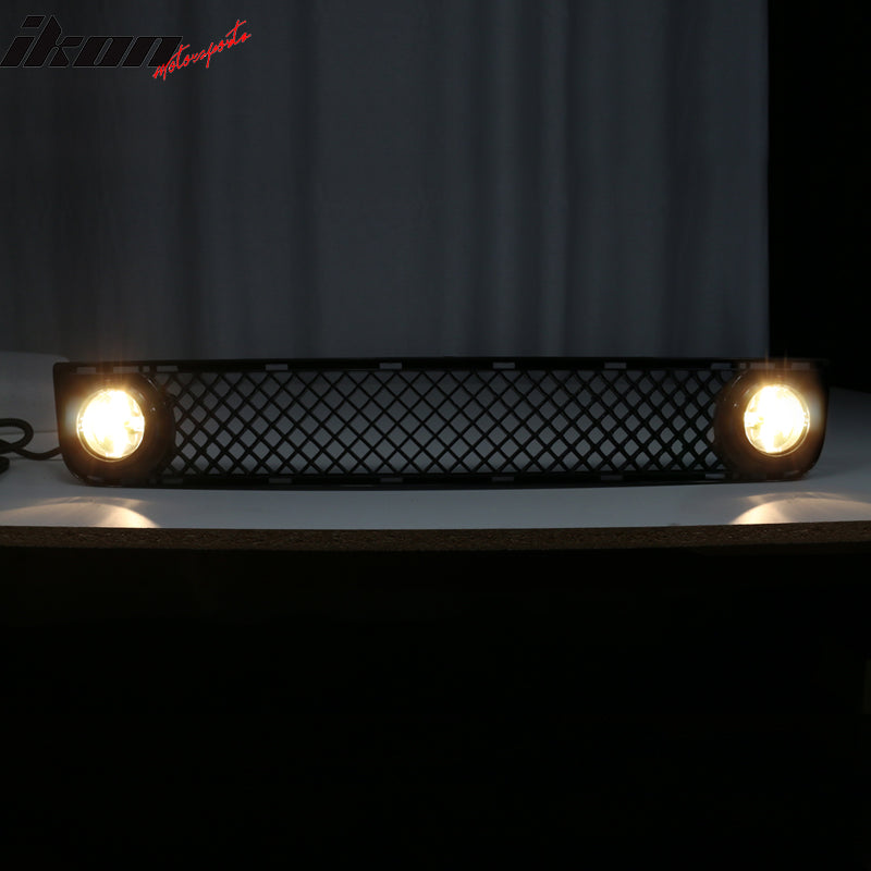 Grille Compatible With 2008-2010 Scion xB, Front Bumper Mesh Grill with Clear Fog Lights Driving Lamps by IKON MOTORSPORTS