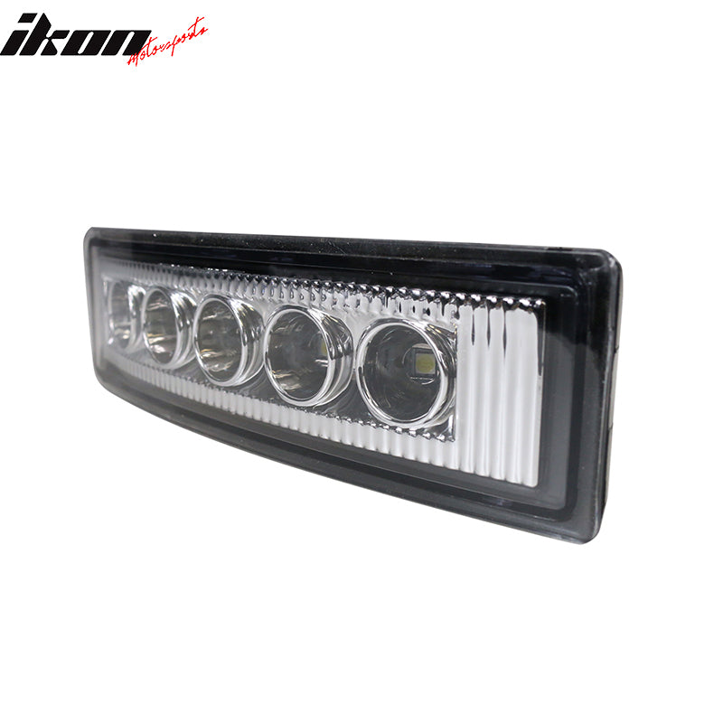IKON MOTORSPORTS, Fog Lights Compatible With 2003-2007 Scion xB, White SMD 5x DRL Day Time Running Black Out Smoked Fog Lamps Pair