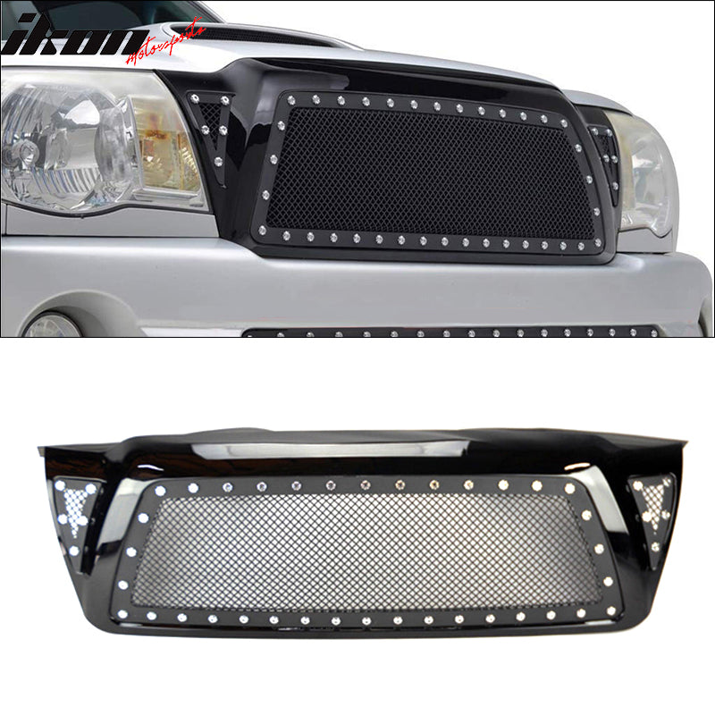 2005-2009 Toyota Tacoma Front Mesh Bumper Grille w/ Shell Gloss Black