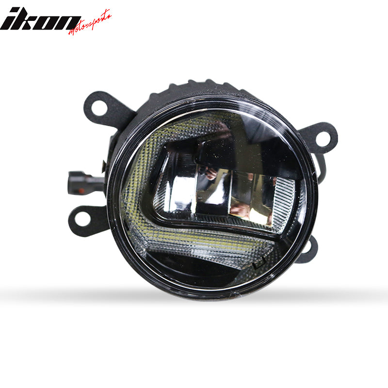Fog Lights Compatible With 2015-2016 Ford Fusion 09-15 Focus, Clear Lens Black Housing Round Fog Lamps by IKON MOTORSPORTS