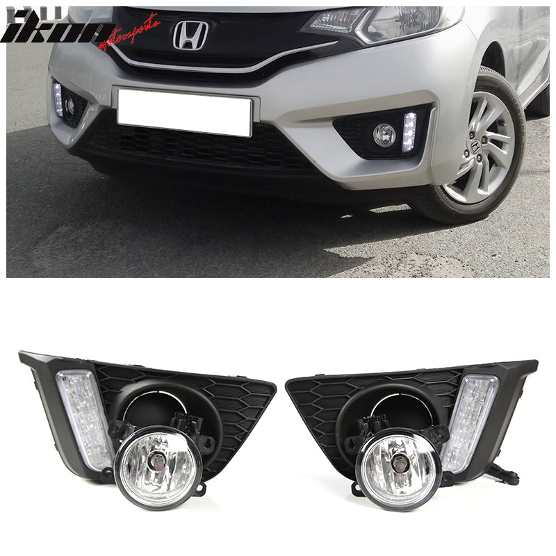 2015-2017 Honda Fit Clear Front Bumper LED DRL Fog Lights