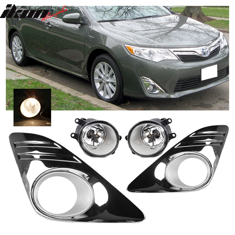 2012-2014 Toyota Camry (Non SE) Chrome Clear Front Bumper Fog Lights