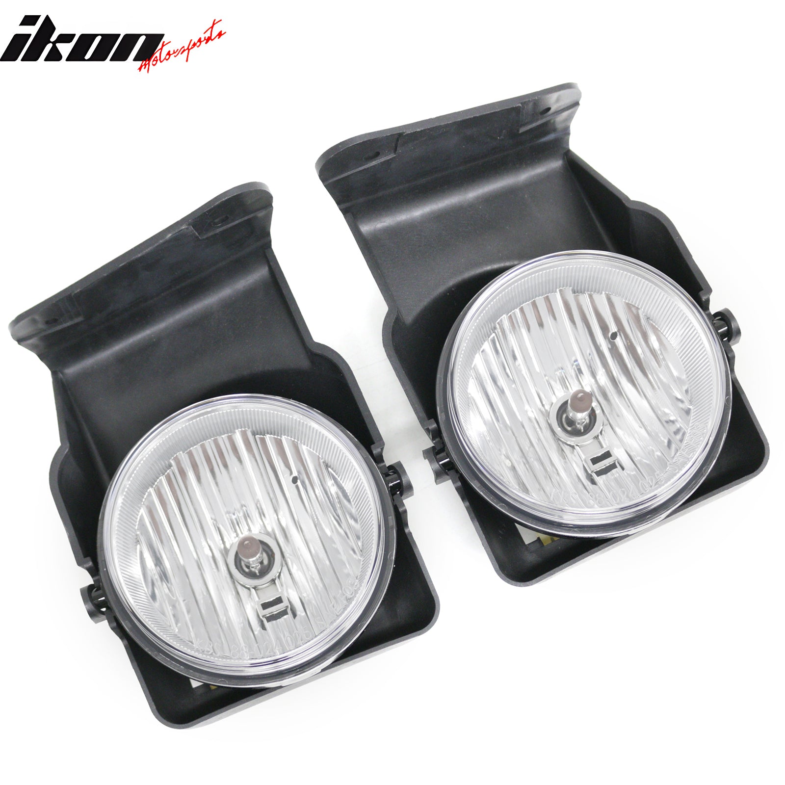 IKON MOTORSPORTS Fog Lights, Compatible with 2005-2006 GMC Sierra 1500/2500 HD/3500, Black Housing Clear Lens Front Bumper Driving Fog Lamp, Pair
