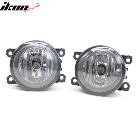 IKON MOTORSPORTS Fog Lights, Compatible with 2011-2015 Ford Explorer, Black Housing Clear Lens Front Bumper Driving Fog Lamp with Cover, Pair