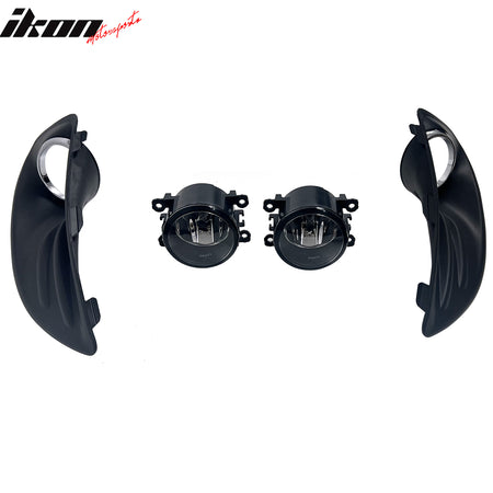 IKON MOTORSPORTS Fog Lights, Compatible with 2014-2018 Ford Fiesta, Black Housing Clear Lens Front Bumper Driving Fog Lamp with Harness & Cover, Pair