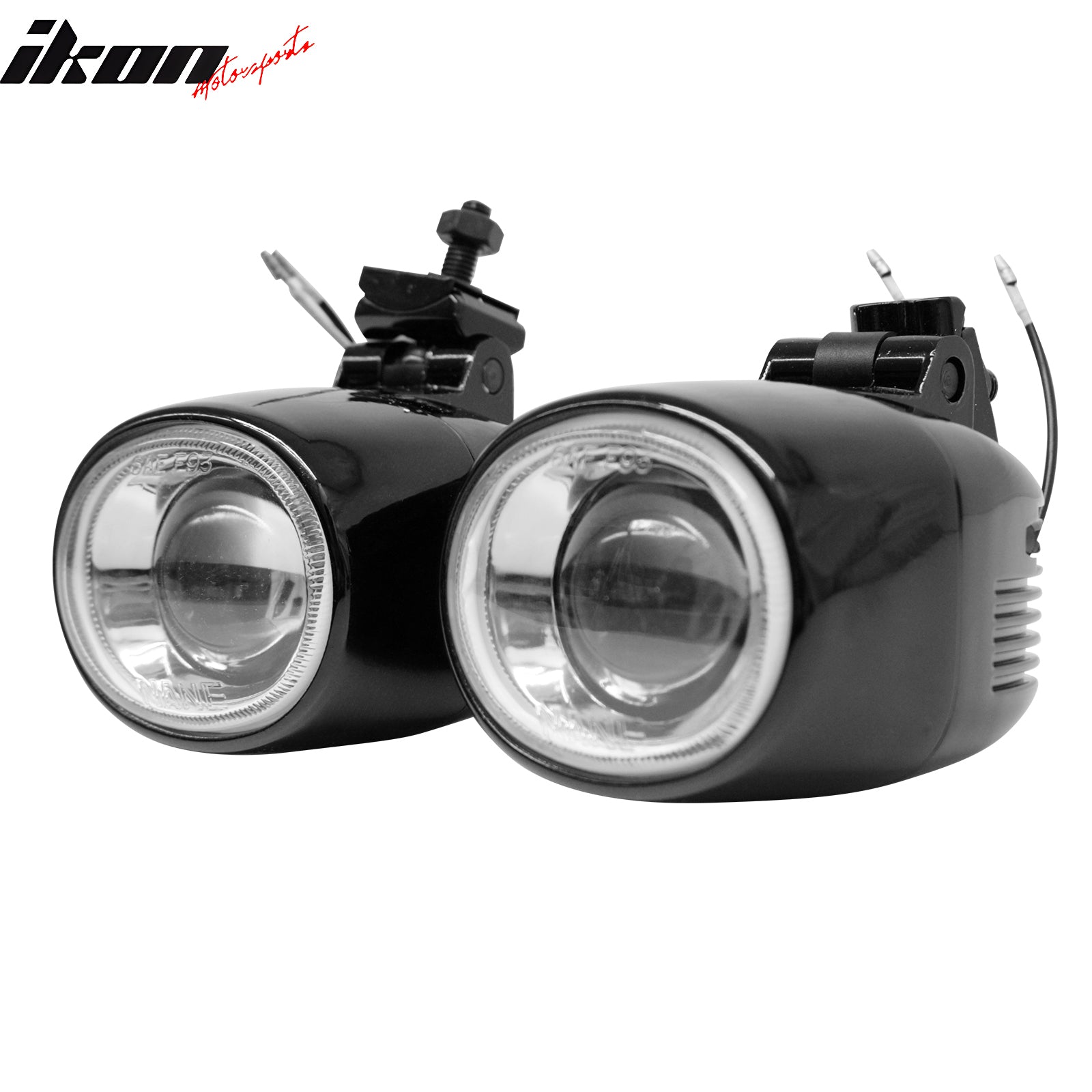 IKON MOTORSPORTS Fog Lights, Compatible with Universal, Black Housing Clear Lens Front Bumper Driving Fog Lamp, Pair