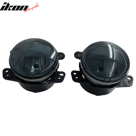 IKON MOTORSPORTS Fog Lights, Compatible with 2005-2010 Chrysler 300 Touring PT Cruiser 2005-2008 Dodge Magnum, H10 Bulb Type Black Housing Smoke Lens Front Bumper Driving Fog Lamp with Harness, Pair