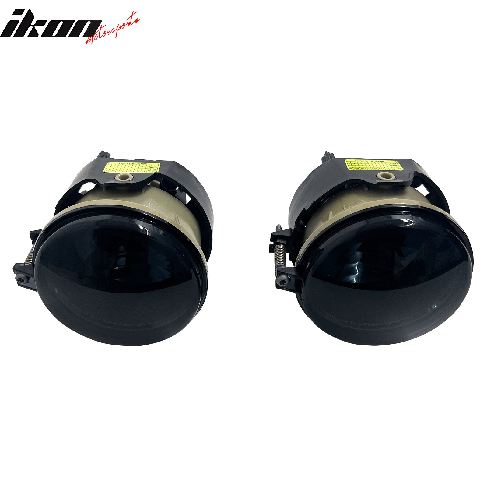 IKON MOTORSPORTS Fog Lights, Compatible with 2006-2008 Dodge Nitro 2006-2009 Charger 2007-2009 Jeep Compass, H10 Bulb Type Black Housing Smoke Lens Front Bumper Driving Fog Lamp with Harness, Pair