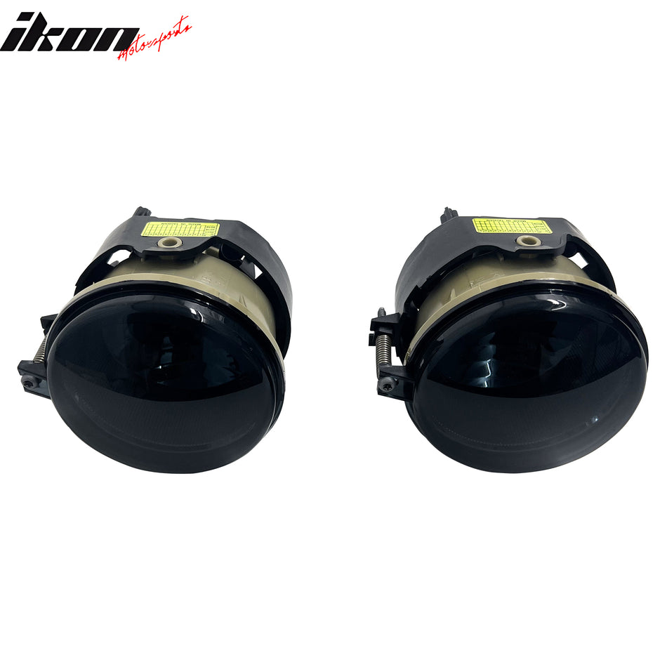 IKON MOTORSPORTS Fog Lights, Compatible with 2006-2008 Dodge Nitro 2006-2009 Charger 2007-2009 Jeep Compass, H10 Bulb Type Black Housing Smoke Lens Front Bumper Driving Fog Lamp with Harness, Pair
