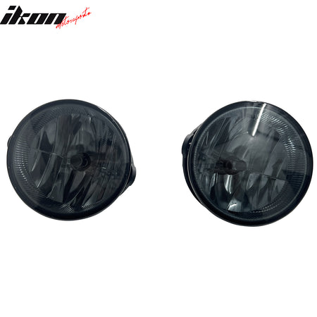 IKON MOTORSPORTS Fog Lights, Compatible with 2008-2011 Ford Ranger & 2007-2014 Expedition, Black Housing Smoke Lens Front Bumper Driving Fog Lamp with Harness, Pair