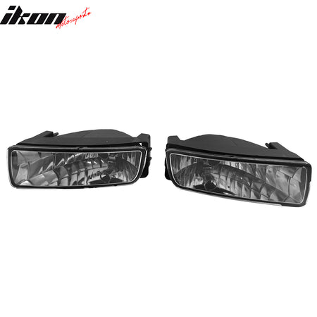 IKON MOTORSPORTS Fog Lights, Compatible with 2003-2006 Ford Expedition, Black Housing Clear Lens Front Bumper Driving Fog Lamp with Harness, Pair