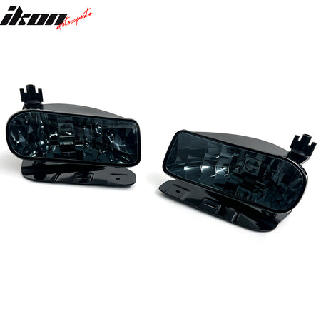 IKON MOTORSPORTS Fog Lights, Compatible with 2002-2006 Cadillac Escalade SUV/ESV/EXT, Smoke Lens Front Bumper Driving Fog Lamp, Pair
