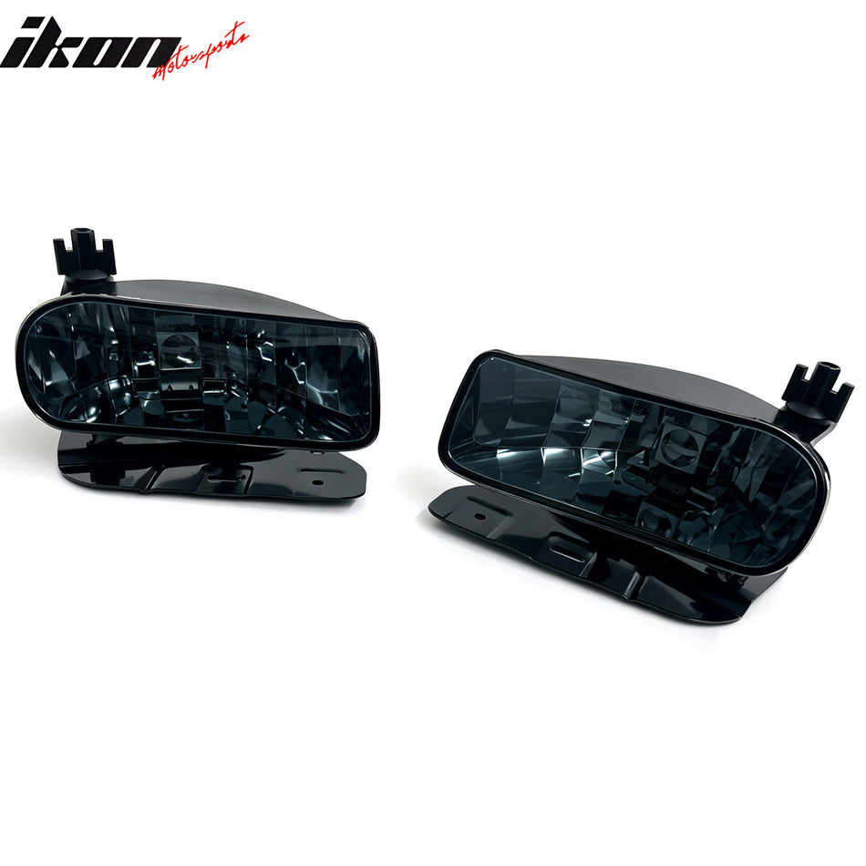 IKON MOTORSPORTS Fog Lights, Compatible with 2002-2006 Cadillac Escalade SUV/ESV/EXT, Smoke Lens Front Bumper Driving Fog Lamp, Pair