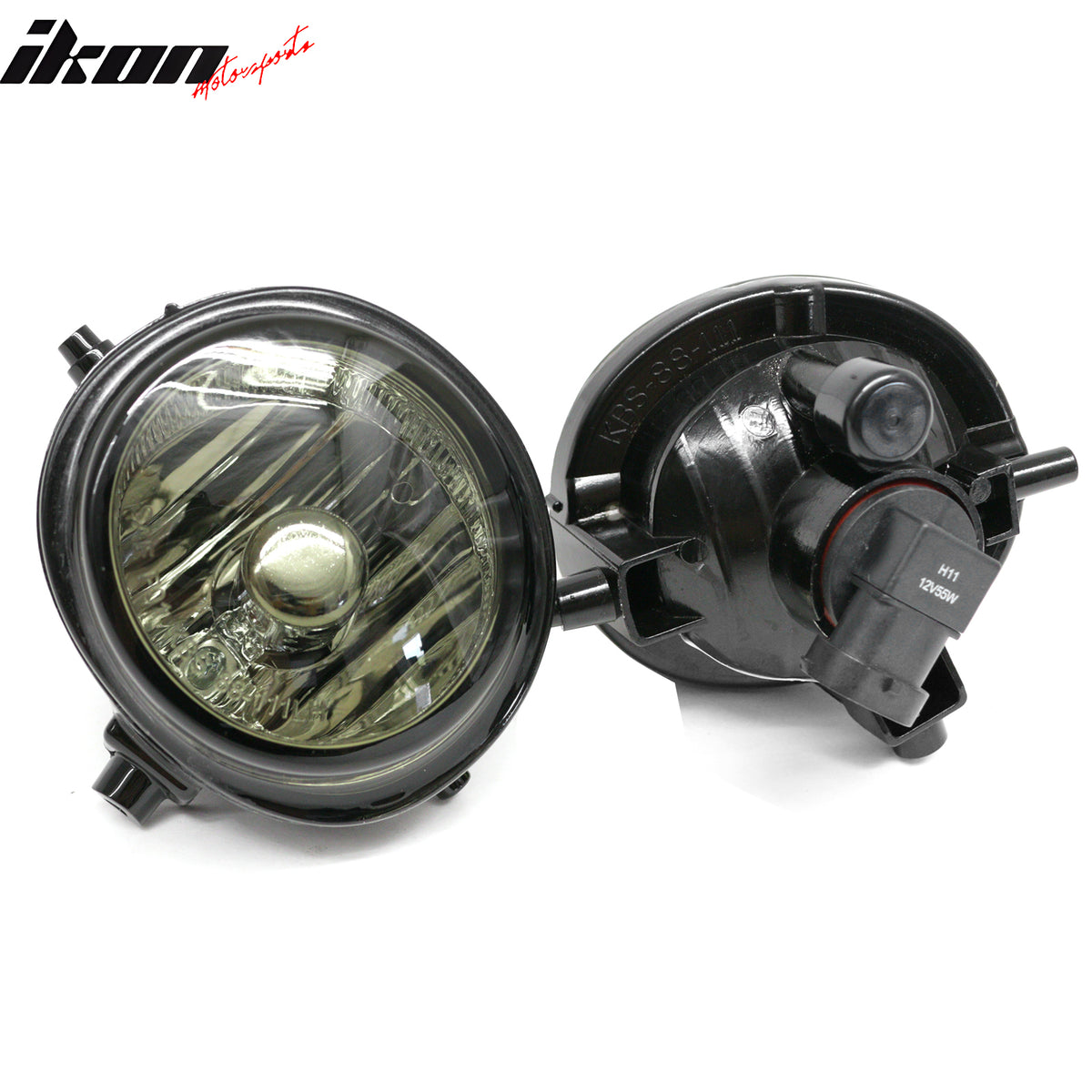IKON MOTORSPORTS Fog Lights, Compatible with 2007-2009 Mazda CX-7 & 2005-2010 5 & 2006-2008 6 & 2006-2015 MX-5 & MX-5 Miata & 2004-2006 MPV, Black Housing Smoke Lens Front Bumper Driving Fog Lamp