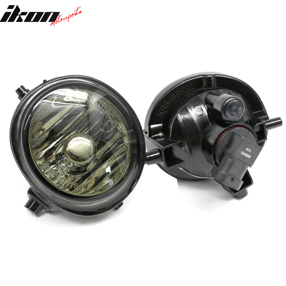 IKON MOTORSPORTS Fog Lights, Compatible with 2007-2009 Mazda CX-7 & 2005-2010 5 & 2006-2008 6 & 2006-2015 MX-5 & MX-5 Miata & 2004-2006 MPV, Black Housing Smoke Lens Front Bumper Driving Fog Lamp