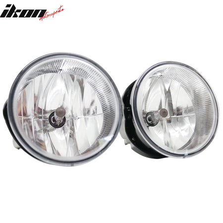 IKON MOTORSPORTS Fog Lights, Compatible with 2004-2010 Jeep Grand Cherokee, Clear Lens Front Bumper Driving Fog Lamp, Pair