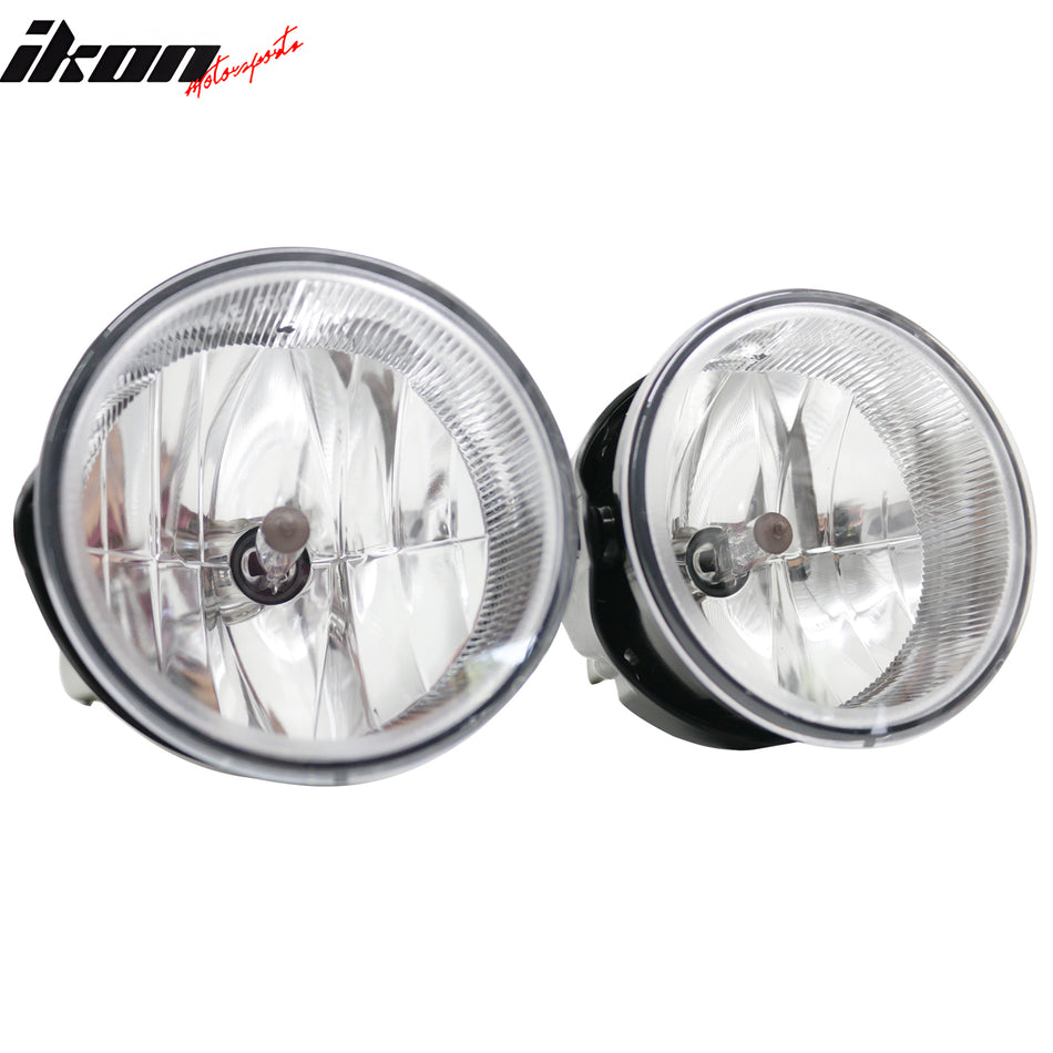 IKON MOTORSPORTS Fog Lights, Compatible with 2004-2010 Jeep Grand Cherokee, Clear Lens Front Bumper Driving Fog Lamp, Pair