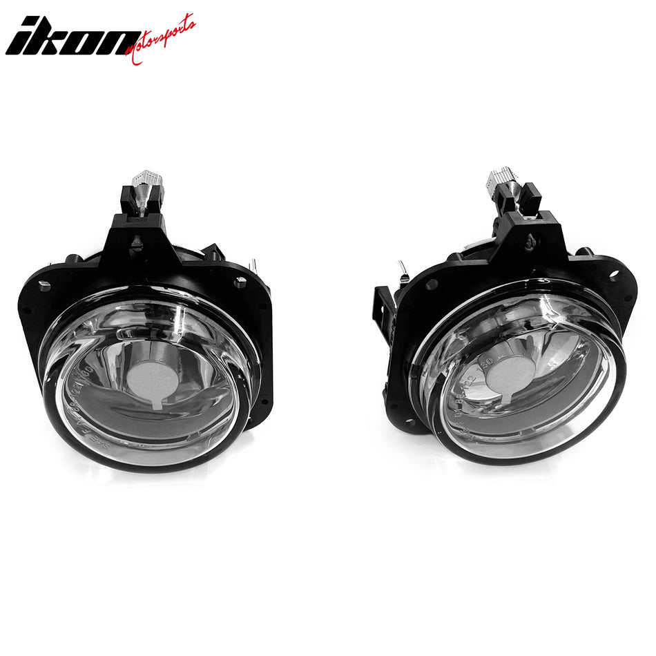 IKON MOTORSPORTS Fog Lights, Compatible with 2002-2005 Mitsubishi Eclipse & 2004-2008 Galant, Black Housing Clear Lens Front Bumper Driving Fog Lamp with Harness, Pair