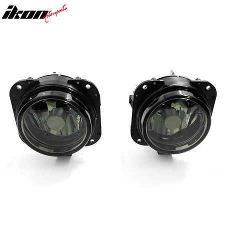 IKON MOTORSPORTS Fog Lights, Compatible with 2001-2003 Mazda Miata & 2002-2003 MPV & 2005-2006 Tribute, Black Housing Smoke Lens Front Bumper Driving Fog Lamp with Harness, Pair