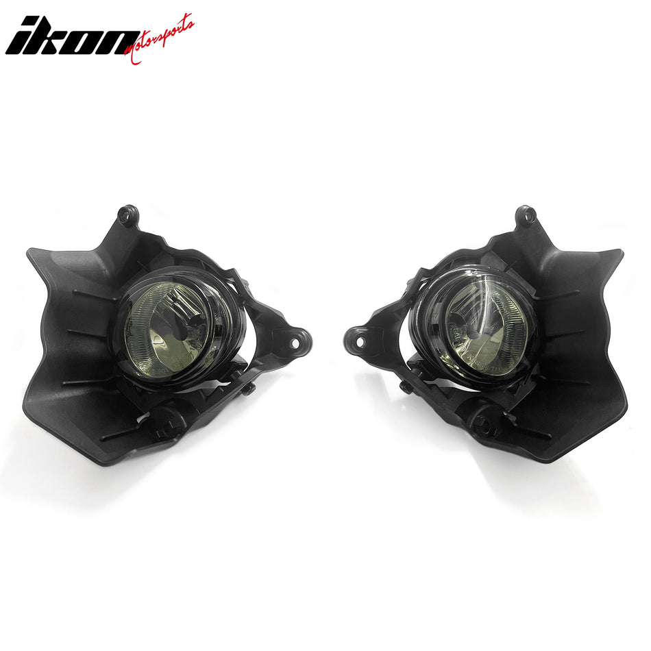 2011-2014 Mazda 2 2PCS Right Left RH LH Front Bumper Driving Fog Lights Lamps Assembly Replacement W/Wiring Harness Black Housing Smoke Lens