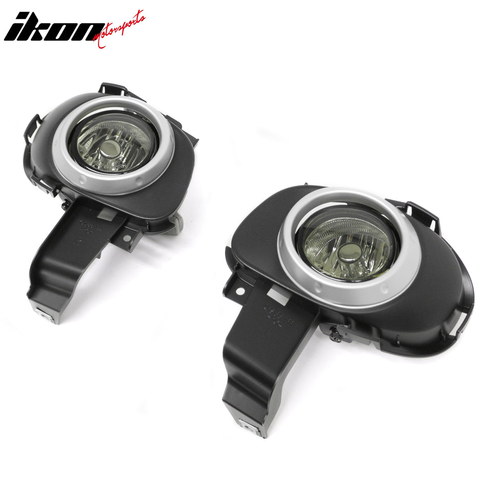 IKON MOTORSPORTS Fog Lights, Compatible with 2004-2006 Mazda 3 Hatchback, Black Housing Smoke Lens Front Bumper Driving Fog Lamp, Pair