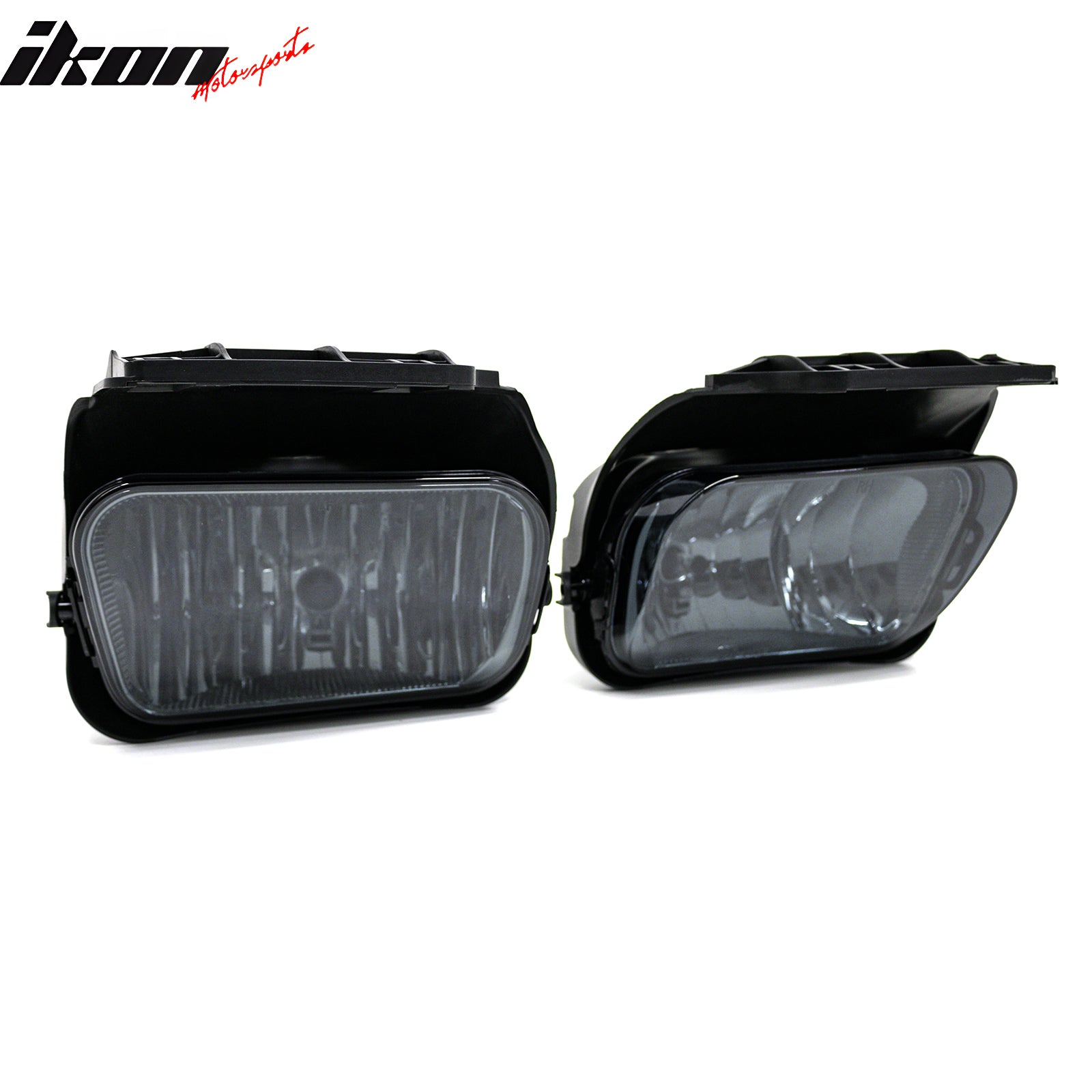 IKON MOTORSPORTS Fog Lights, Compatible with 2002-2007 Chevy Silverado 1500 2500 2500HD 3500, Smoke Lens Front Bumper Driving Fog Lamp, Pair