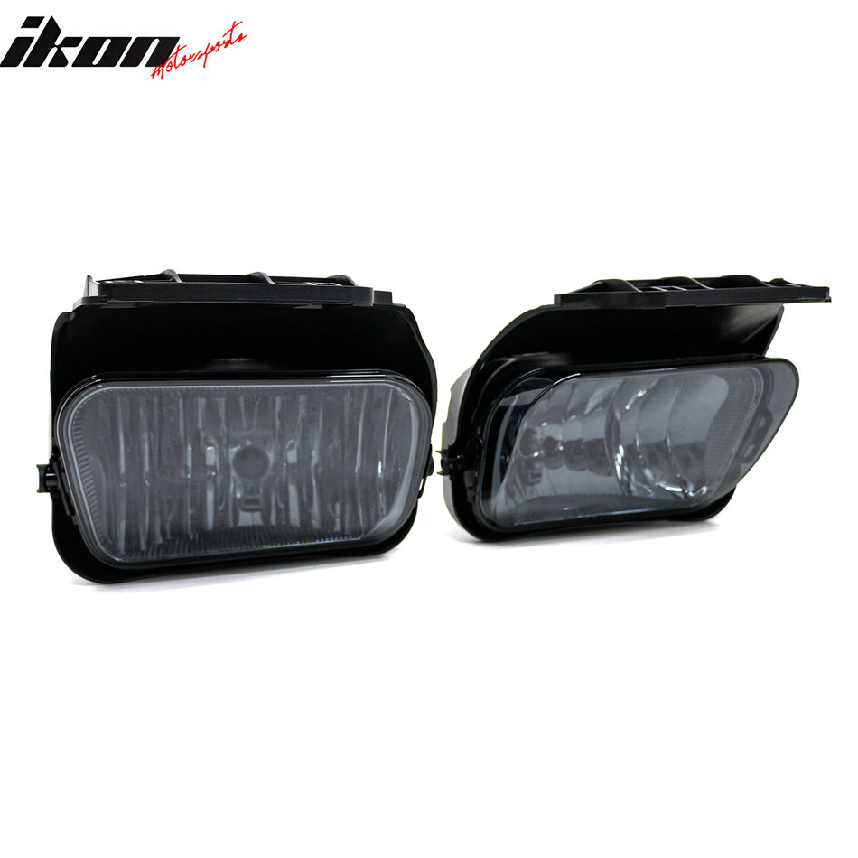 IKON MOTORSPORTS Fog Lights, Compatible with 2002-2007 Chevy Silverado 1500 2500 2500HD 3500, Smoke Lens Front Bumper Driving Fog Lamp, Pair