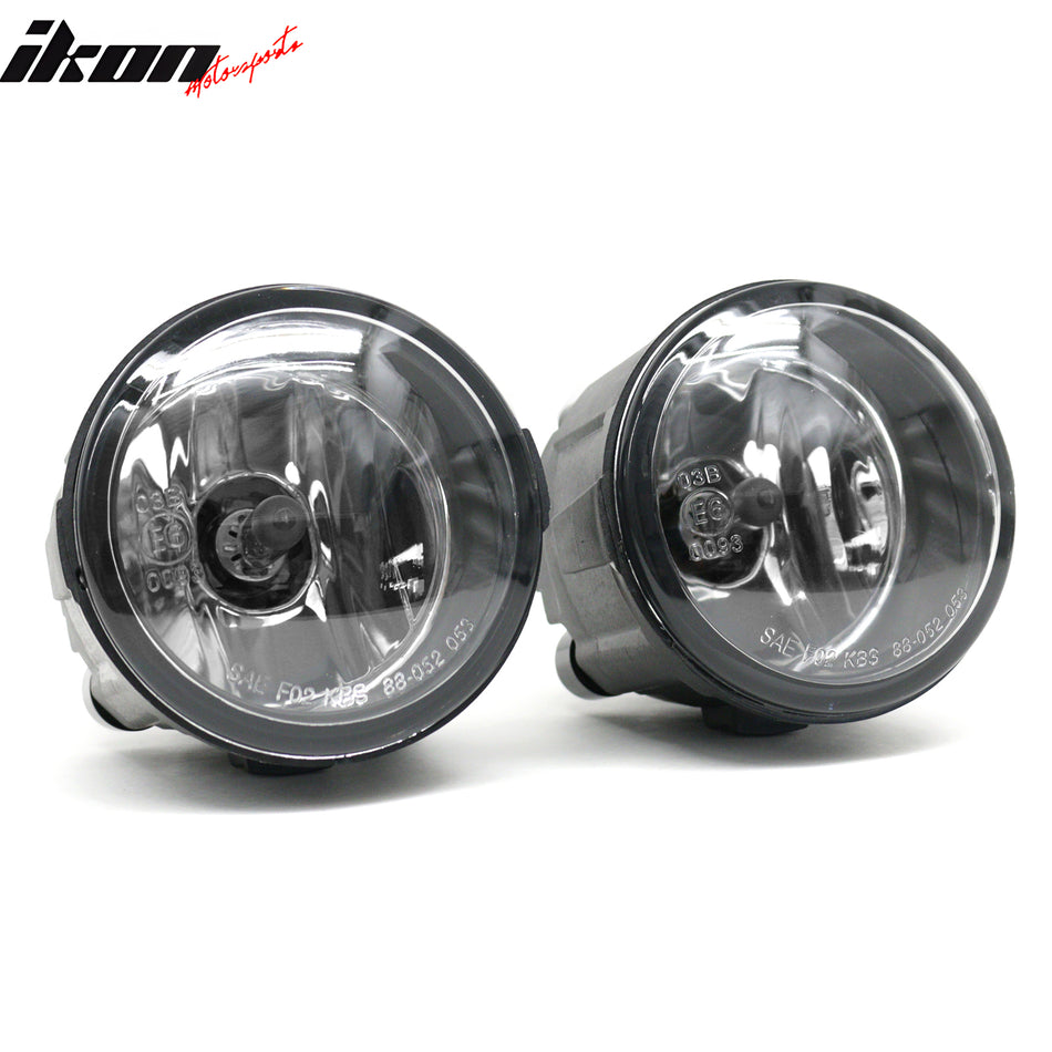 IKON MOTORSPORTS Fog Lights, Compatible with 09-12 Nissan Murano 11-14 Juke 09-14 Cube 10-13 INFINITI G37 Sedan 06-12 FX35 11-13 QX56 12 M35h, Black Housing Clear Lens Front Bumper Driving Fog Lamp