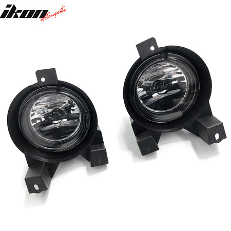 IKON MOTORSPORTS Fog Lights, Compatible with 2002-2005 Mercury Mountaineer, Black Housing Clear Lens Front Bumper Driving Fog Lamp with Harness, Pair