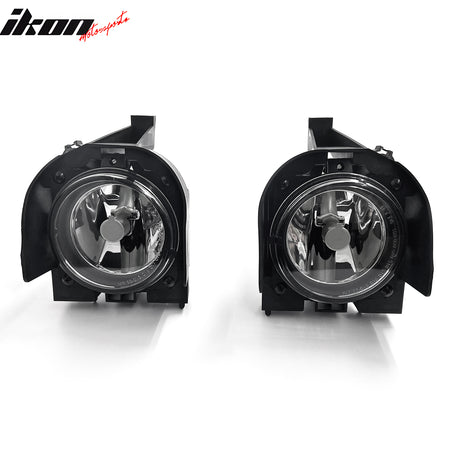 IKON MOTORSPORTS Fog Lights, Compatible with 1999-2001 Ford Explorer, Black Housing Clear Lens Front Bumper Driving Fog Lamp with Harness, Pair