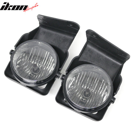 IKON MOTORSPORTS Fog Lights, Compatible with 2005-2006 GMC Sierra 1500/2500 HD/3500, Smoke Lens Front Bumper Driving Fog Lamp, Pair