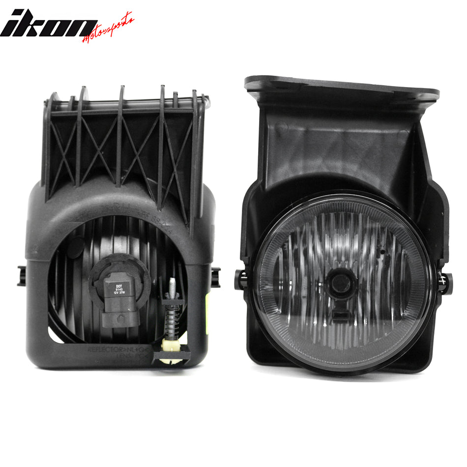 IKON MOTORSPORTS Fog Lights, Compatible with 2003-2006 GMC Sierra 1500 2500 3500 & 2007 Sierra Classic, Black Housing Smoke Lens Front Bumper Driving Fog Lamp, Pair