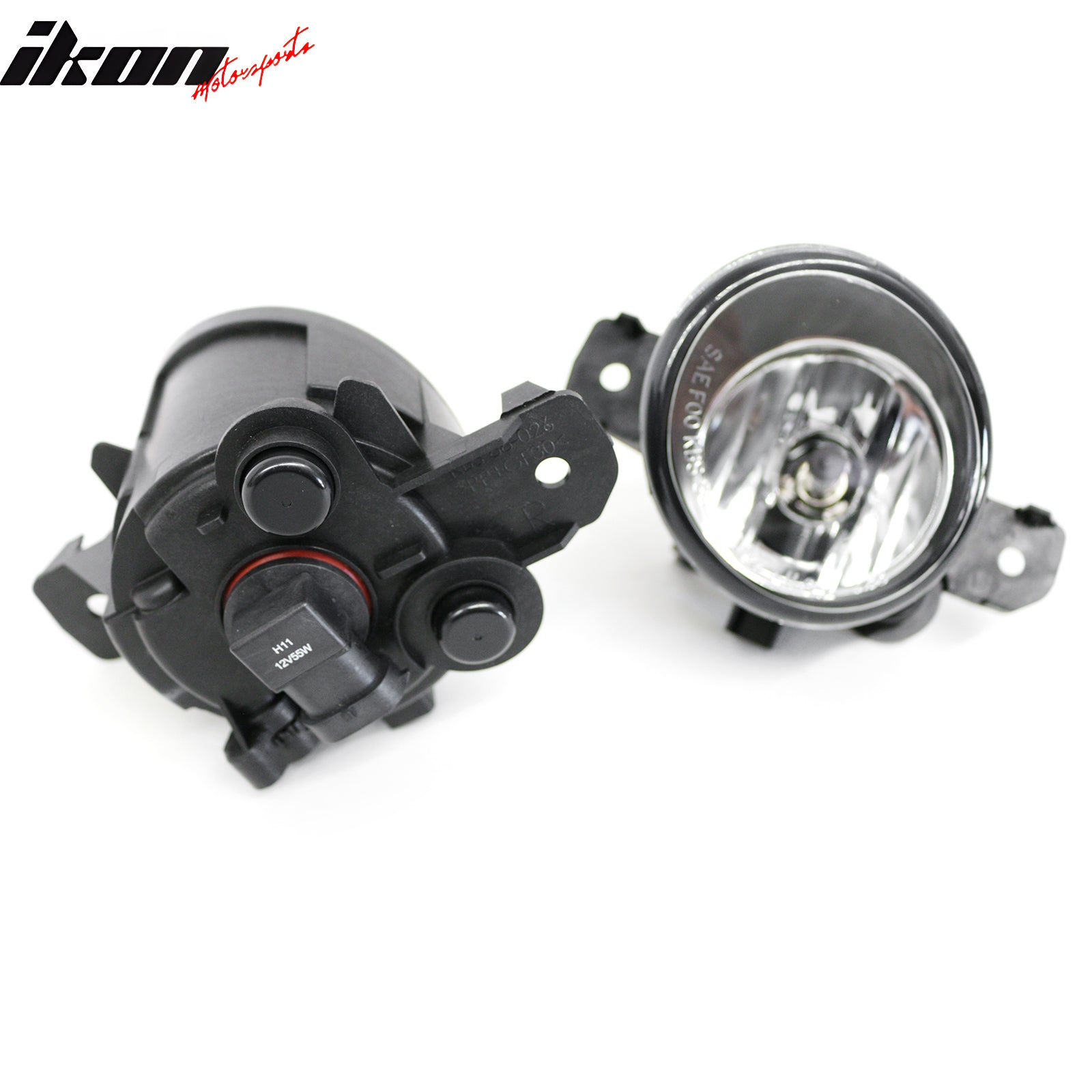 IKON MOTORSPORTS Fog Lights, Compatible with 2004-2015 Nissan Sentra, Black Housing Clear Lens Front Bumper Driving Fog Lamp, Pair