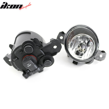 IKON MOTORSPORTS Fog Lights, Compatible with 2004-2015 Nissan Sentra, Black Housing Clear Lens Front Bumper Driving Fog Lamp, Pair
