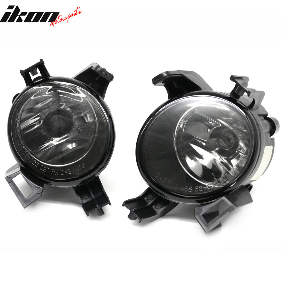 IKON MOTORSPORTS Fog Lights, Compatible with 2005-2006 Nissan Altima & 2004-2006 Quest, Black Housing Smoke Lens Front Bumper Driving Fog Lamp, Pair
