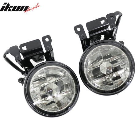 IKON MOTORSPORTS Fog Lights, Compatible with 2000-2004 Mitsubishi Montero Sport, Black Housing Smoke Lens Front Bumper Driving Fog Lamp, Pair