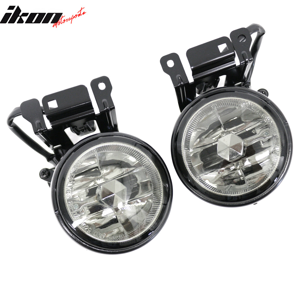 IKON MOTORSPORTS Fog Lights, Compatible with 2000-2004 Mitsubishi Montero Sport, Black Housing Smoke Lens Front Bumper Driving Fog Lamp, Pair