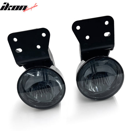 IKON MOTORSPORTS Fog Lights, Compatible with 1999-2005 Pontiac Grand AM, Black Housing Smoke Lens Front Bumper Driving Fog Lamp with Harness, Pair