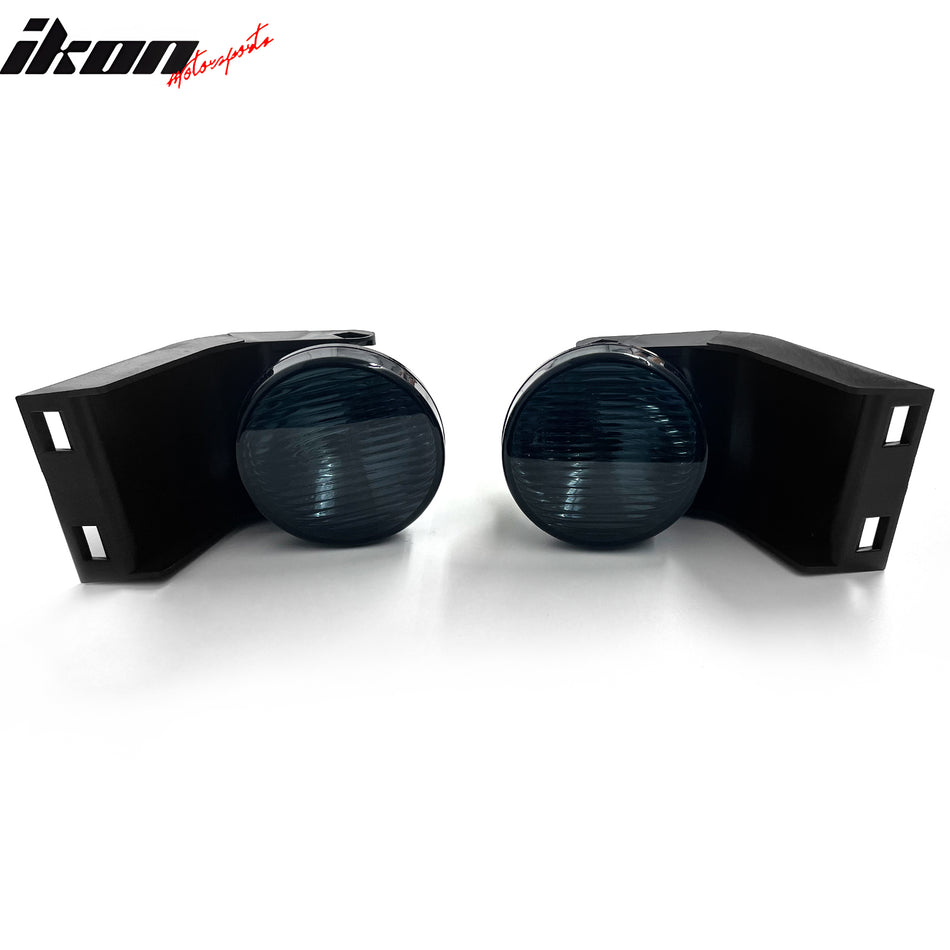 1994-2001 Dodge Ram 1500 & 1994-2002 Ram 2500 3500 RH LH Front Bumper Driving Fog Lights Lamps Assembly Replacement W/Wiring Black Housing Smoke Lens