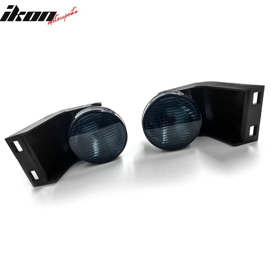 IKON MOTORSPORTS Fog Lights, Compatible with 1994-2001 Dodge Ram 1500 & 1994-2002 Ram 2500 3500, Black Housing Smoke Lens Front Bumper Driving Fog Lamp with Harness, Pair