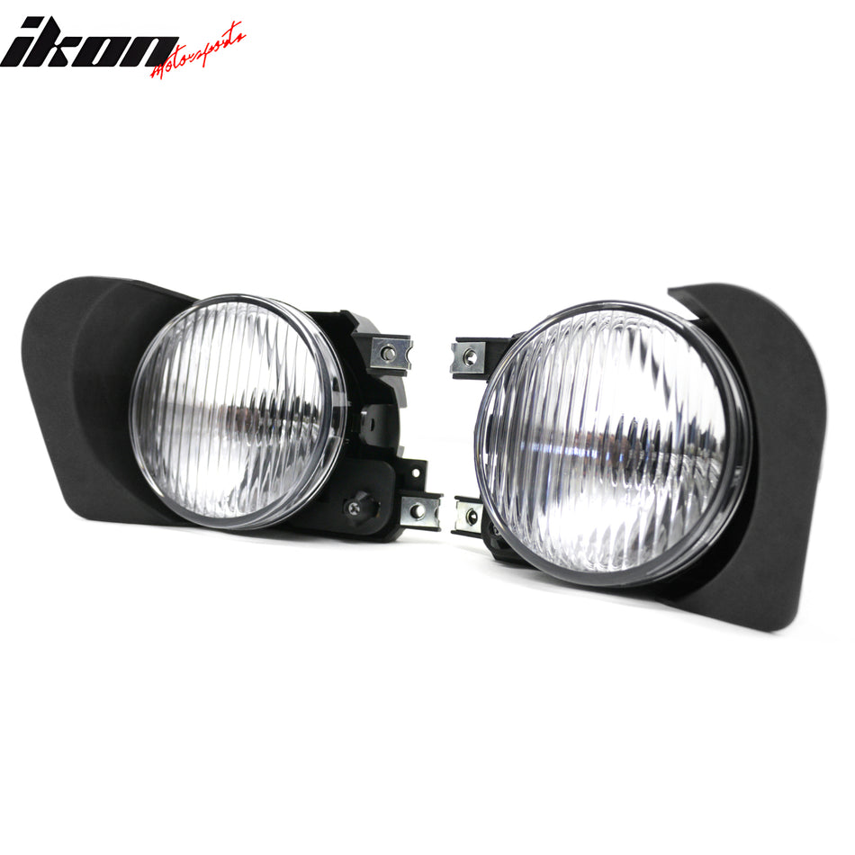 IKON MOTORSPORTS Fog Lights, Compatible with 2002-2003 Mitsubishi Galant, Black Housing Clear Lens Front Bumper Driving Fog Lamp, Pair
