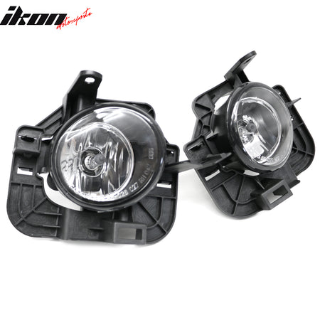 IKON MOTORSPORTS Fog Lights, Compatible with 2007-2011 Nissan Altima Sedan/Hybrid, Black Housing Clear Lens Front Bumper Driving Fog Lamp, Pair